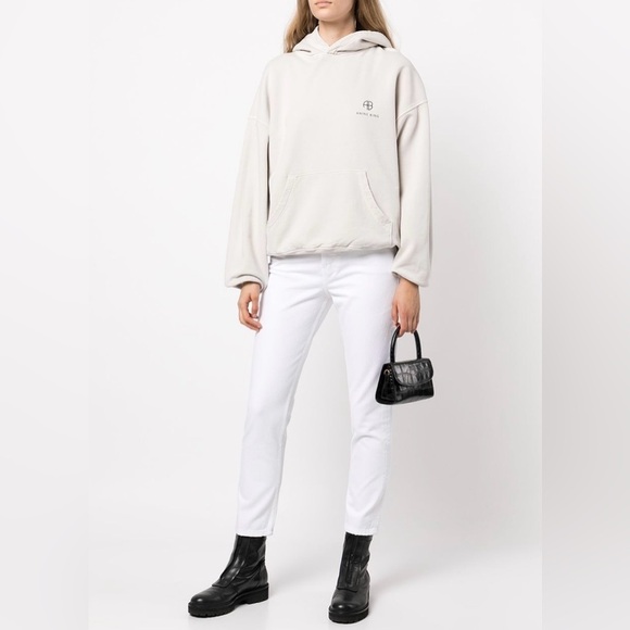 Anine Bing Aiden Monogram Distressed Organic Cotton Hoodie - Picture 15 of 17